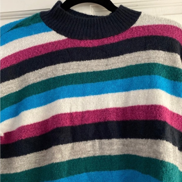 Macys Striped Sweater Top Wool Poly Mix  Beautiful XL XLarge Macys oversized - Picture 4 of 7